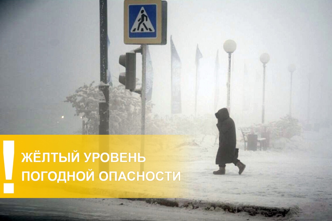 Предупреждение о неблагоприятных явлениях погоды на территории Ульяновской области: ожидается «желтый» уровень опасности: ночью 23 января местами ожидается мороз -30°..